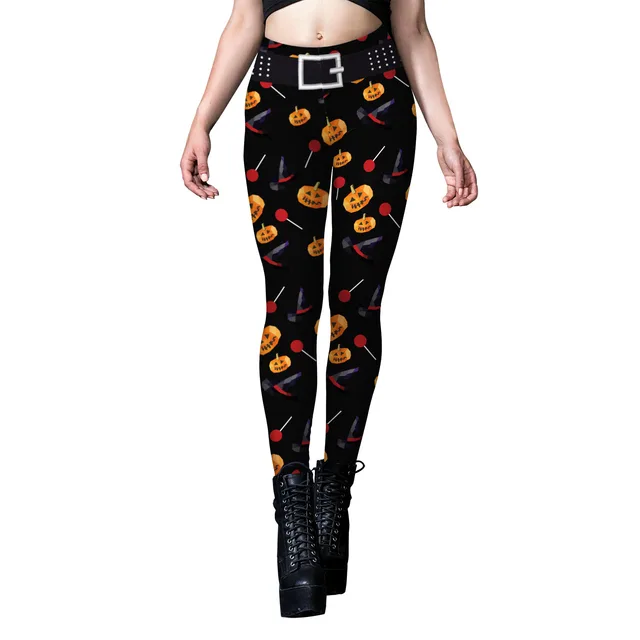 Skull Spider Web Printed Tight Leggings 4Style - Shop at LoveMi