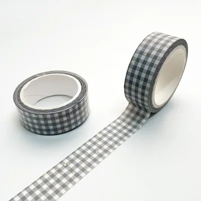 Hot Gold Foil Adhesive Tape Notebook DIY Decoration Masking Tape Gold Stamping Gray Grid - Shop at LoveMi