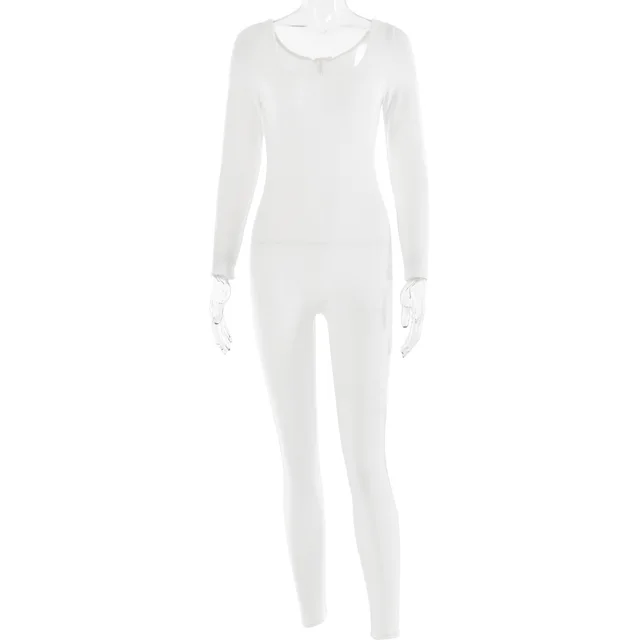 Soft High Elastic Long Sleeve Tights U collar White - Shop at LoveMi