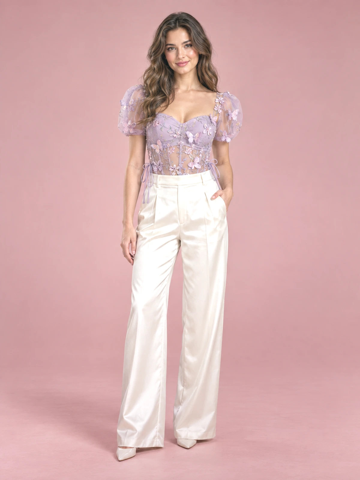 Backless See-through Sling Stitching Mesh Vest - Purple