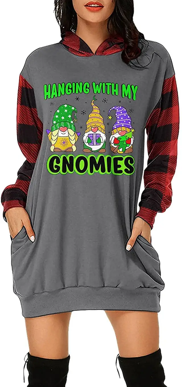 Christmas City Casual Hooded Loose fitting Dress 10Style - Shop at LoveMi