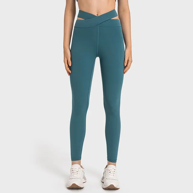 Cross Waist Head Yoga Pants Female Cutout Green Stone - Shop at LoveMi