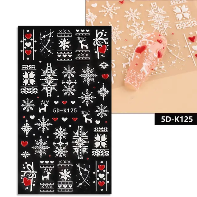 5D Relief Nail Stickers European And American Style Christmas Snowflake K125 - Shop at LoveMi