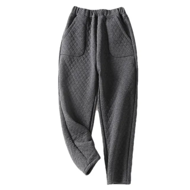 Autumn And Winter Elastic Waist Thickened Harem Pants Gray - Shop at LoveMi