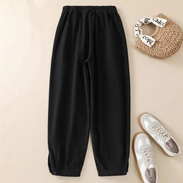 Autumn And Winter Large Size Wide Leg Pants Slimming Black - Shop at LoveMi