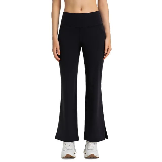 High Waisted Bell Bottoms For Casual And Sporty Fashion Black - Shop at LoveMi