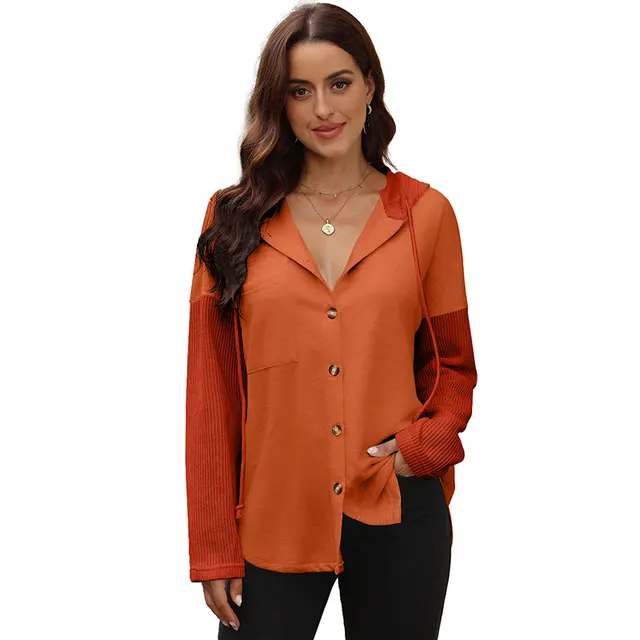 Women's Autumn Leisure All matching Contrast Color Hooded Sweatshirt P5014 - Shop at LoveMi