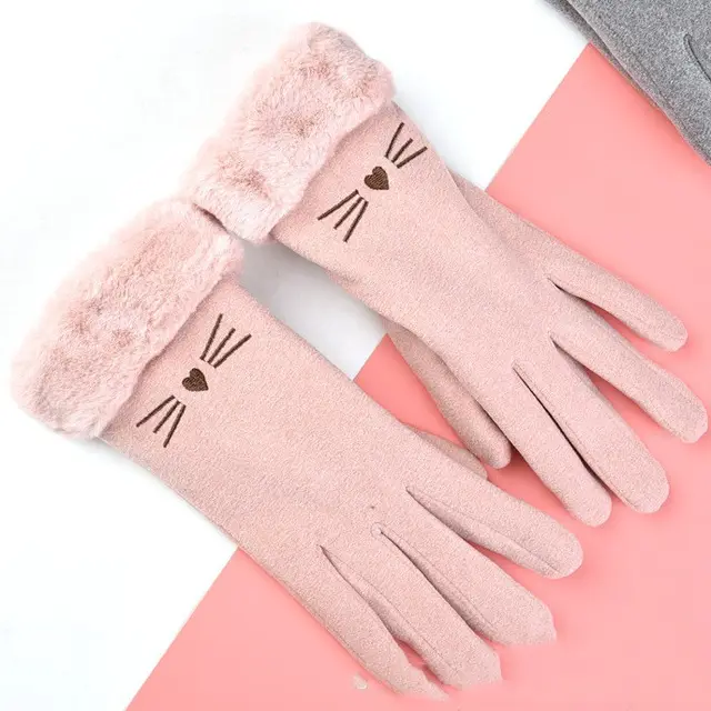 Women's Winter Fleece lined Thermal Touch Screen Gloves Female Cat Pink - Shop at LoveMi
