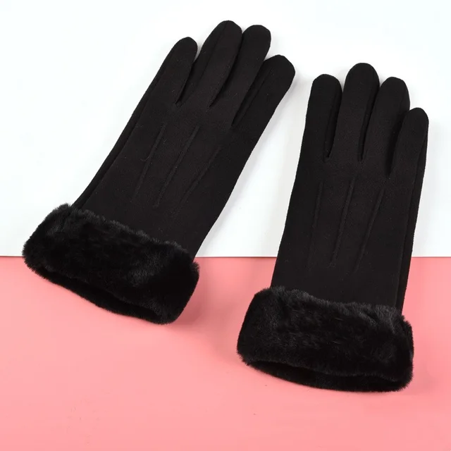 Women's Winter Fleece lined Thermal Touch Screen Gloves Female Three Line Black - Shop at LoveMi