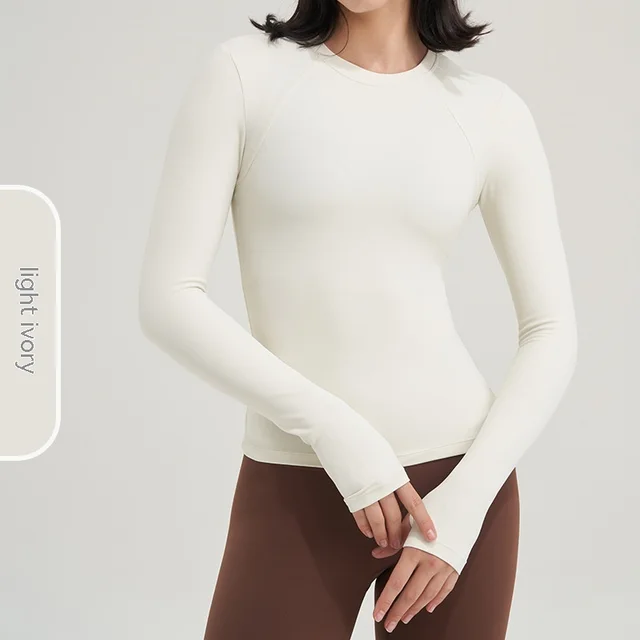Yoga Clothes Women's Running Top Light Ivory - Shop at LoveMi
