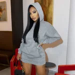 Women's Autumn New Sweater Hooded Drawstring Leisure Loose - Gray