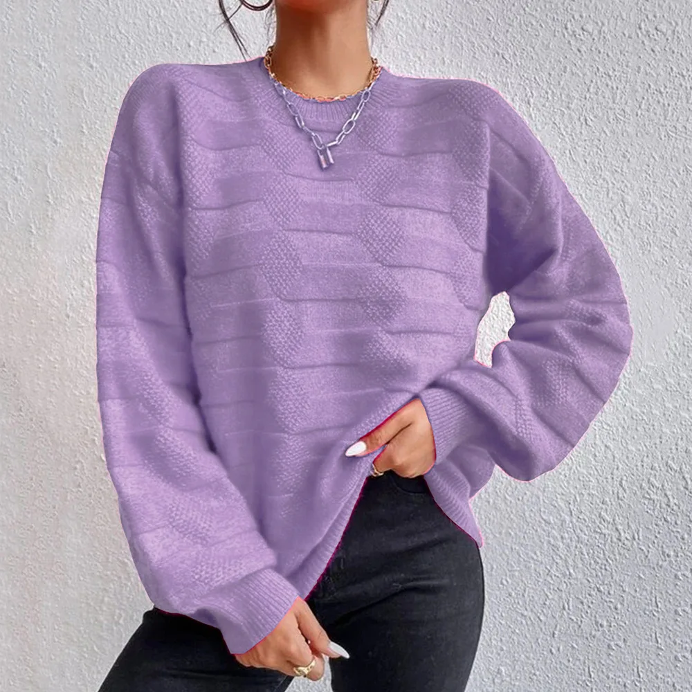 European And American Pure Color All matching Simple Fashion Sweater Purple - Shop at LoveMi