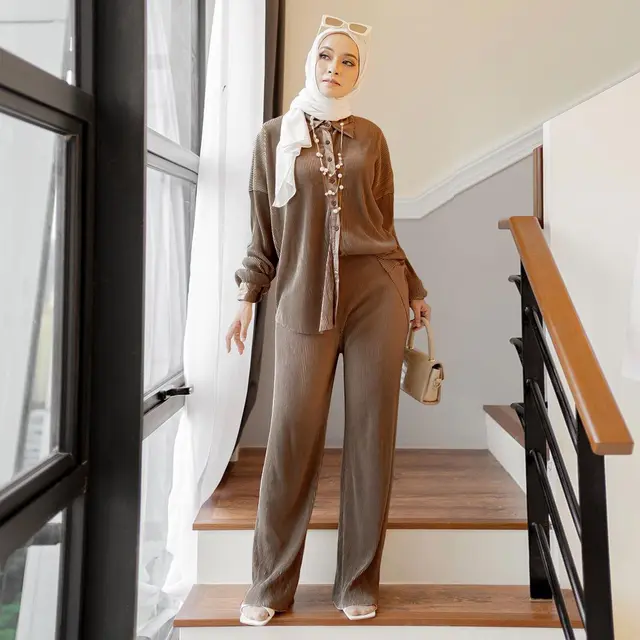 Malaysia Indonesia Clothing Suit Pleated Baggy Pants Dark Khaki - Shop at LoveMi