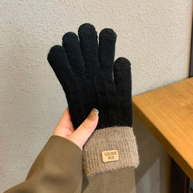 Women's Winter Wool Lined Warm Gloves Black - Shop at LoveMi