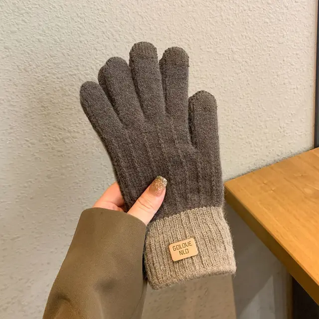 Women's Winter Wool Lined Warm Gloves Dark Coffee - Shop at LoveMi
