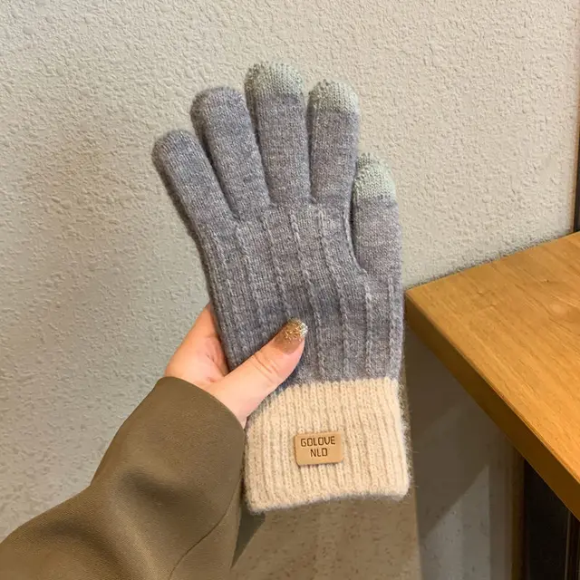 Women's Winter Wool Lined Warm Gloves Gray - Shop at LoveMi