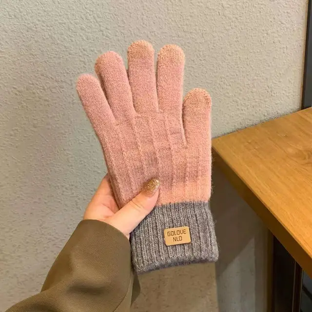 Women's Winter Wool Lined Warm Gloves Pink - Shop at LoveMi