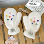 Button Gloves White
