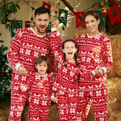 Family Home Parent child Suit Printed Pajamas Picture 1 Mother Xl - Shop at LoveMi