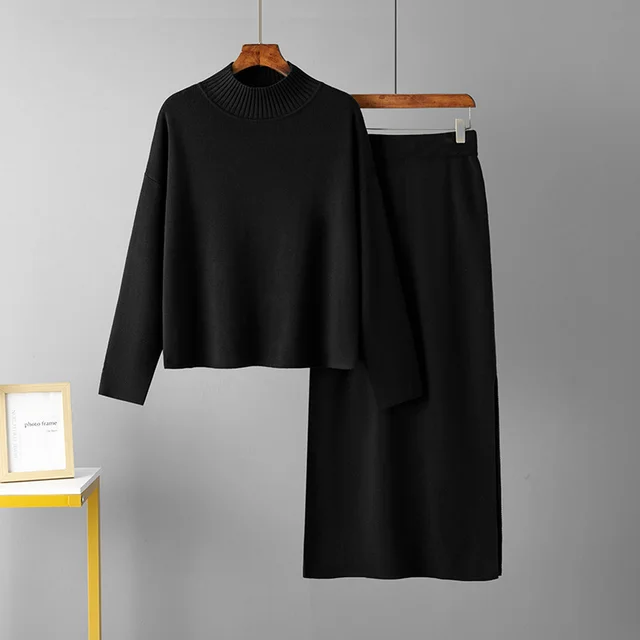 Women's Fashion Two piece Set Sweater Black - Shop at LoveMi