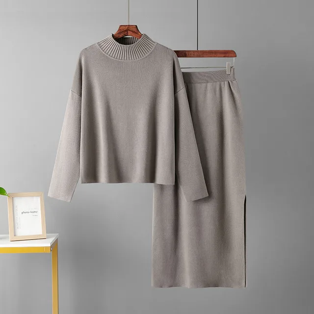 Women's Fashion Two piece Set Sweater Camel - Shop at LoveMi