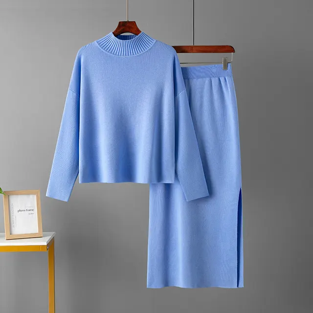 Women's Fashion Two piece Set Sweater Light Blue - Shop at LoveMi
