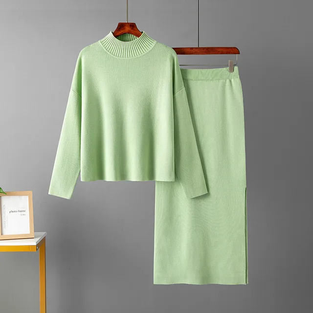 Women's Fashion Two piece Set Sweater Light Green - Shop at LoveMi