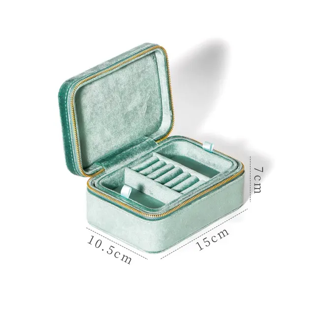 Simple Solid Color Flannel Jewelry Storage Box Mint Green - Shop at LoveMi