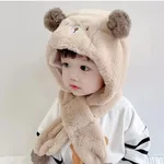 Fleece-lined Thickened Girls' Cute Hat Scarf - Light Khaki