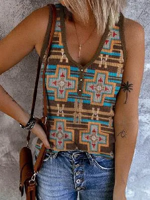 Women's Clothing Abstract Printing Casual V neck Women's Sleeveless Vest Kkwving174054Ass 5Xl - Shop at LoveMi