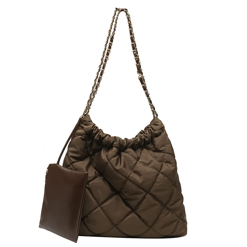 Rhombus Large Capacity Totes Fashion Women Coffee - Shop at LoveMi