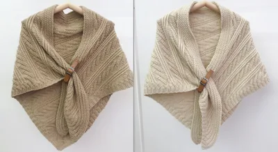 Korean Style Hollow Leather Ring Big Triangle Shawl Cape Pure Color Warm Keeping Suit6 - Shop at LoveMi