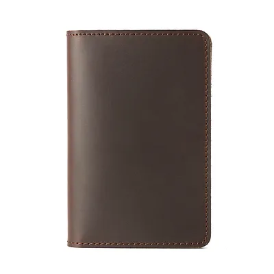 Genuine Leather Passport Holder Vertical Cowhide Simple Handmade Brown - Shop at LoveMi