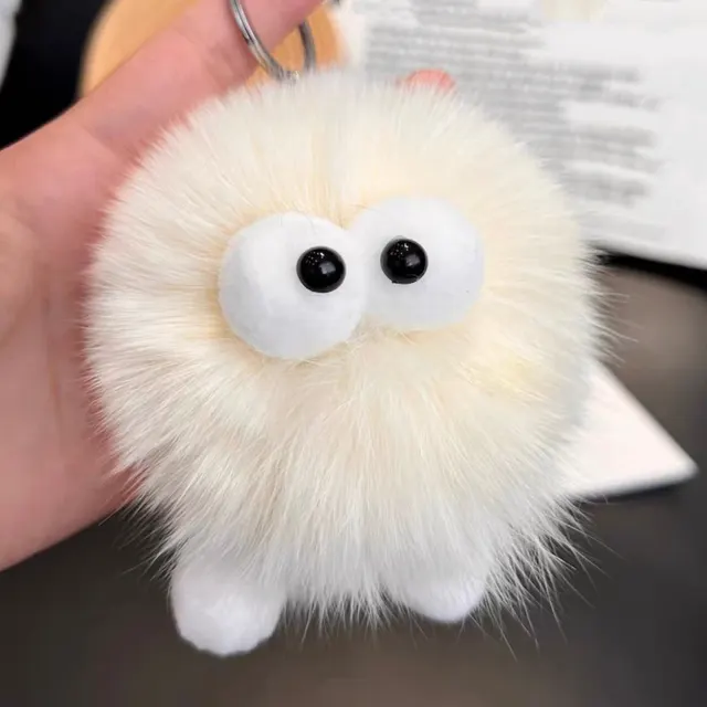Fox Fur Small Briquette Car Key Ring Pendant Beige - Shop at LoveMi