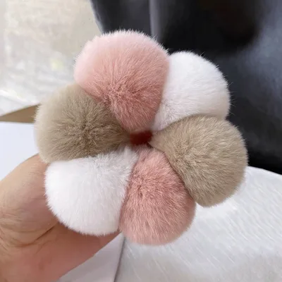 Plush Hair Ring Simple Female Cute Nude Pink - Shop at LoveMi
