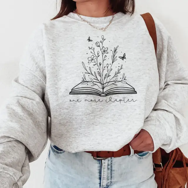 Crew Neck Casual Plant Print Pullover Gray - Shop at LoveMi