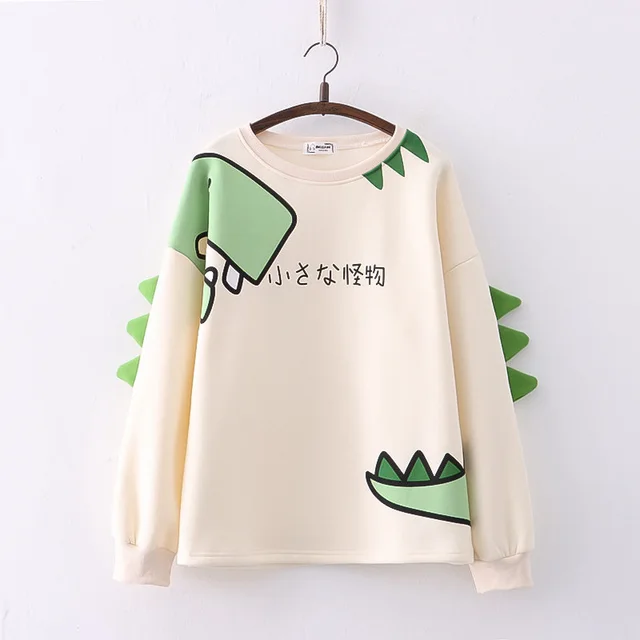 Fleece lined Thickened Crew Neck Pullover Sweatshirt Apricot - Shop at LoveMi
