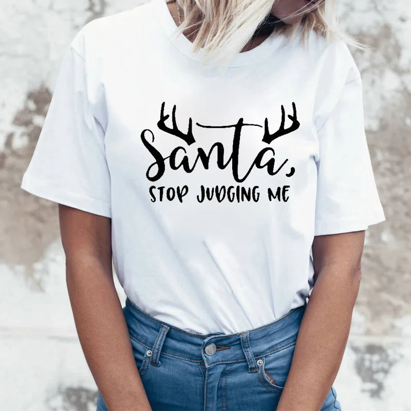 Rock Santa Claus Print Spoof European And American T shirt 17188Style - Shop at LoveMi