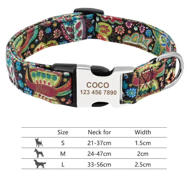Adjustable Nylon Dog Collar Personalized Dogs Cat ID 019Redgreen - Shop at LoveMi