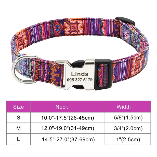 Adjustable Nylon Dog Collar Personalized Dogs Cat ID 030Orange - Shop at LoveMi