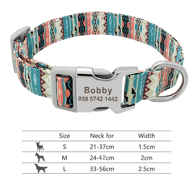 Adjustable Nylon Dog Collar Personalized Dogs Cat ID 217H2 - Shop at LoveMi