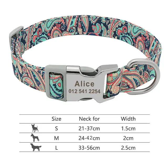 Adjustable Nylon Dog Collar Personalized Dogs Cat ID 217H6 - Shop at LoveMi