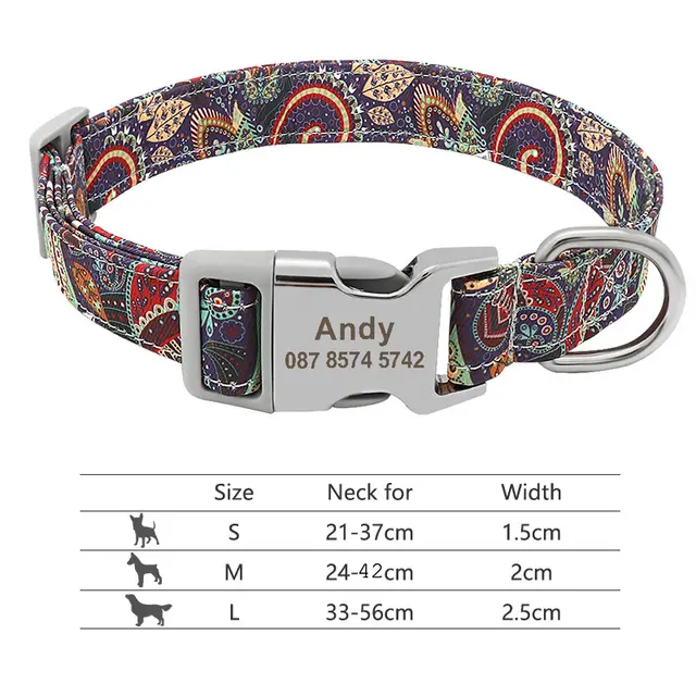 Adjustable Nylon Dog Collar Personalized Dogs Cat ID 217H7 - Shop at LoveMi