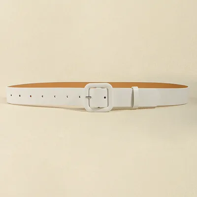 Fashion Personality Women's Wide Belt Simple High Sense Belt Dress Pants Accessories White - Shop at LoveMi