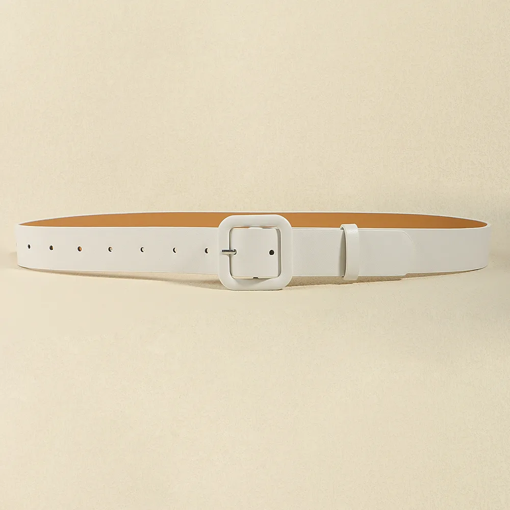 Fashion Personality Women's Wide Belt Simple High Sense Belt Dress Pants Accessories - White