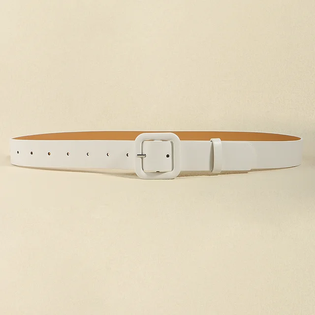 Fashion Personality Women's Wide Belt Simple High Sense Belt Dress Pants Accessories White - Shop at LoveMi