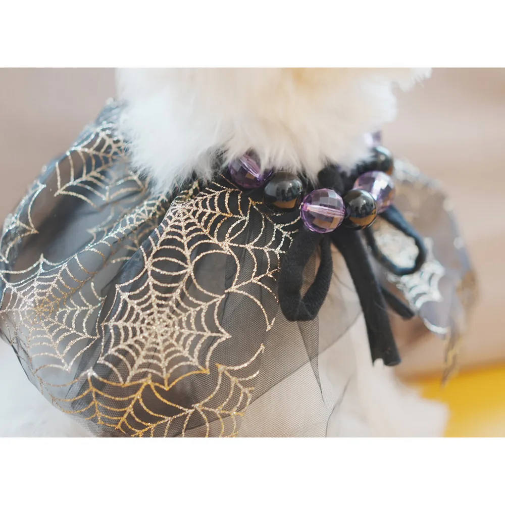 Halloween Dog Holiday Supplies Pet Spider Hat Cat Bib Shawl - S Size Spider Web Shawl - View 1
