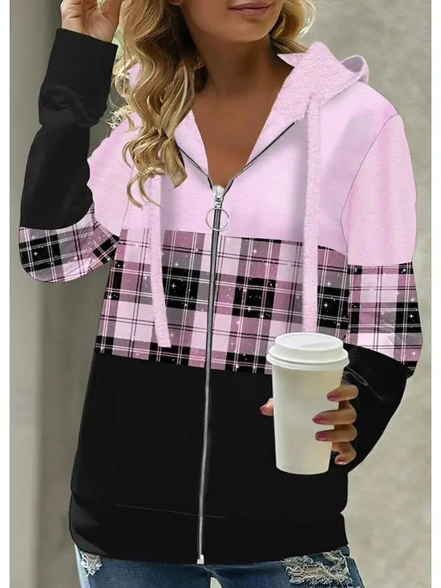 Loose Retro Hooded Hooded Zipper Sweatshirt Pink - Shop at LoveMi