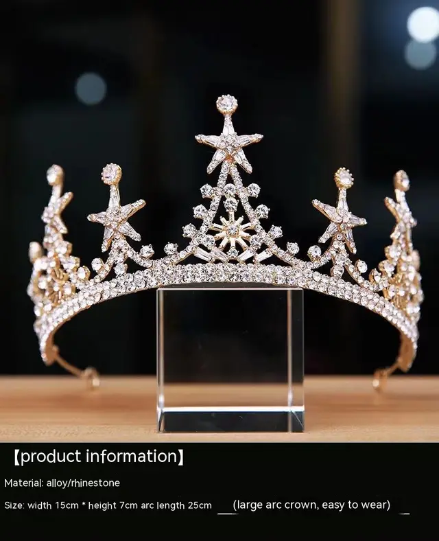 High grade Alloy Luxury Atmosphere Bridal Crown Headdress Gold - Shop at LoveMi