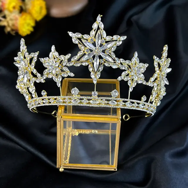 Photography Accessories XINGX Rhinestone Fashion Crown Headdress Gold Crown - Shop at LoveMi